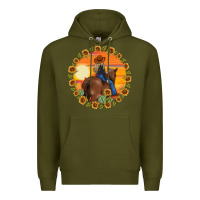 Army Green cowgirl sunflower Premium Hoodie - MaliasSmallBusiness