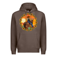 Coffee cowgirl sunflower Premium Hoodie - MaliasSmallBusiness