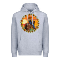 Heather Grey cowgirl sunflower Premium Hoodie - MaliasSmallBusiness