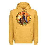 Mustard cowgirl sunflower Premium Hoodie - MaliasSmallBusiness