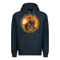 Navy cowgirl sunflower Premium Hoodie - MaliasSmallBusiness