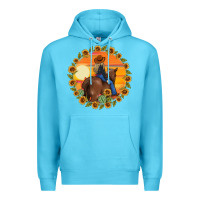 Ocean Blue cowgirl sunflower Premium Hoodie - MaliasSmallBusiness