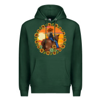 Sports Green cowgirl sunflower Premium Hoodie - MaliasSmallBusiness