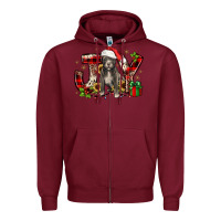 Burgundy Christmas joy pitbull Zipper Hoodie - JahusDesignShop
