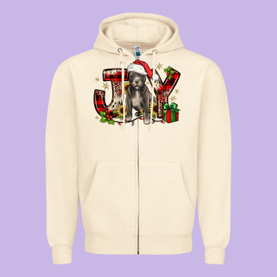 Christmas Joy Pitbull Zipper Hoodie Designed By Jahusdesignshop