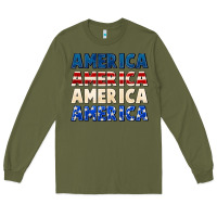 Army Green America 4th of July Long Sleeve Tee - CowGirlArtShop
