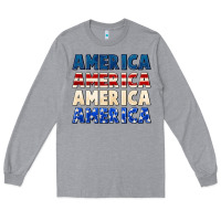 Heather Grey America 4th of July Long Sleeve Tee - CowGirlArtShop