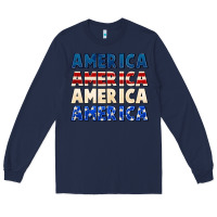 Navy America 4th of July Long Sleeve Tee - CowGirlArtShop