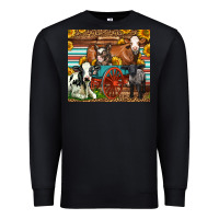 Black Farm Animals On An Old Wagon Premium Sweatshirt - LillyAllenDesigns