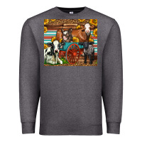 Charcoal Heather Farm Animals On An Old Wagon Premium Sweatshirt - LillyAllenDesigns