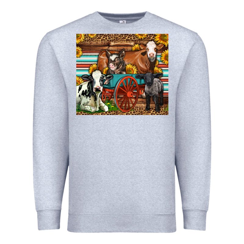 Farm Animals On An Old Wagon Premium Sweatshirt by LillyAllenDesigns | Teevron