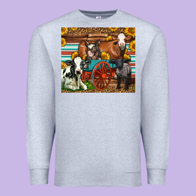 Farm Animals On An Old Wagon Premium Sweatshirt Designed By Lillyallendesigns