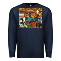 Navy Farm Animals On An Old Wagon Premium Sweatshirt - LillyAllenDesigns