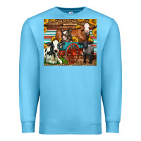 Ocean Blue Farm Animals On An Old Wagon Premium Sweatshirt - LillyAllenDesigns
