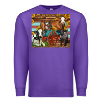 Purple Farm Animals On An Old Wagon Premium Sweatshirt - LillyAllenDesigns