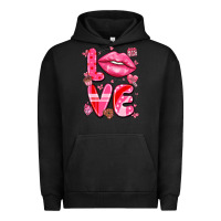Pigment Black love with lips Urban Hoodie - LillyAllenDesigns