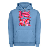 Pigment Pebble Blue love with lips Urban Hoodie - LillyAllenDesigns