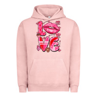 Pigment Salmon love with lips Urban Hoodie - LillyAllenDesigns