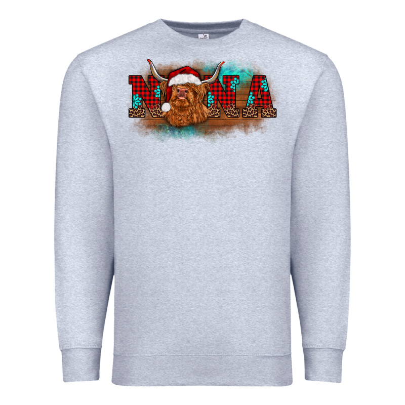 Christmas Nana Highland Cow Premium Sweatshirt by BarkalooDesign | Teevron