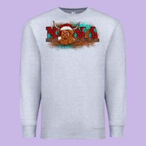 Christmas Nana Highland Cow Premium Sweatshirt Designed By Barkaloodesign