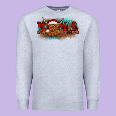Christmas Nana Highland Cow Premium Sweatshirt Designed By Barkaloodesign