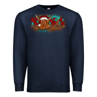 Navy christmas nana highland cow Premium Sweatshirt - BarkalooDesign