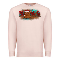 Pale Pink christmas nana highland cow Premium Sweatshirt - BarkalooDesign