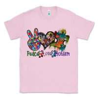 Bubblegum Pink peace love autism Classic Tee - SublimationCraftShop