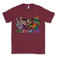 Burgundy peace love autism Classic Tee - SublimationCraftShop