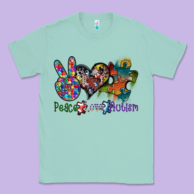 Peace Love Autism Classic Tee Designed By Sublimationcraftshop
