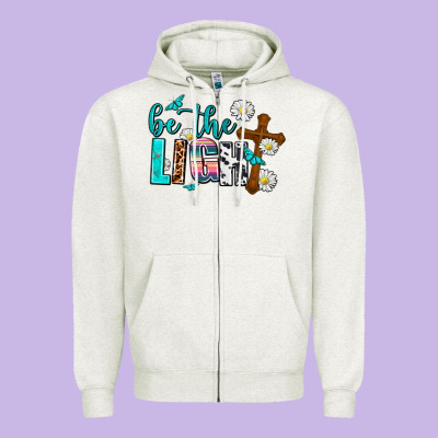 Be The Light Zipper Hoodie Designed By Adodesignshop
