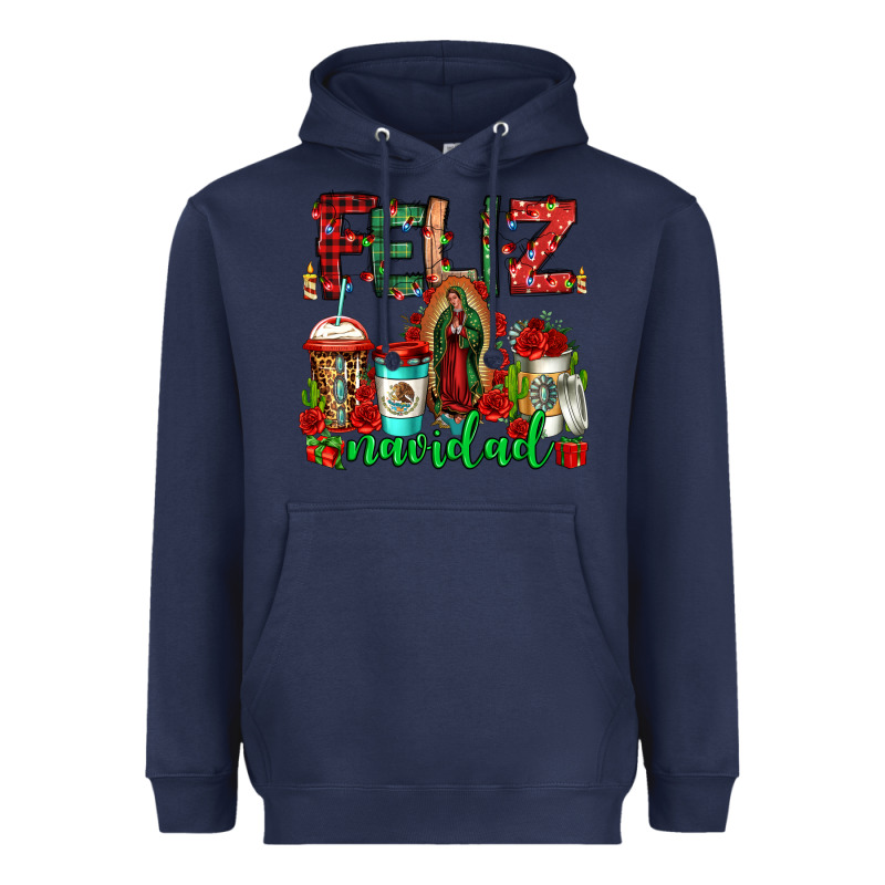 Feliz Navidad Lady Of Guadalupe Christmas Coffee Heavyweight Hoodie by Jasminsmagicworld | Teevron