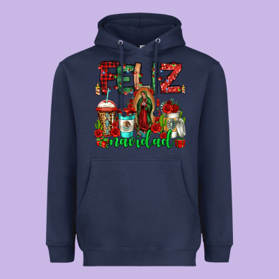 Feliz Navidad Lady Of Guadalupe Christmas Coffee Heavyweight Hoodie Designed By Jasminsmagicworld