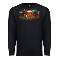 Black christmas mom highland cow Premium Sweatshirt - BarkalooDesign