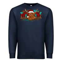 Navy christmas mom highland cow Premium Sweatshirt - BarkalooDesign