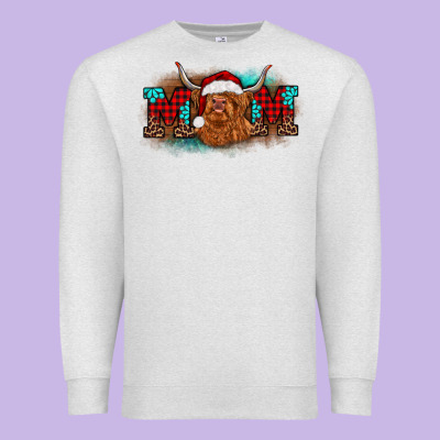 Christmas Mom Highland Cow Premium Sweatshirt Designed By Barkaloodesign