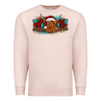 Pale Pink christmas mom highland cow Premium Sweatshirt - BarkalooDesign
