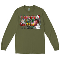 Army Green I Believe In Santa And Coffee Long Sleeve Tee - CowhideDigitalArt