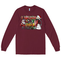 Burgundy I Believe In Santa And Coffee Long Sleeve Tee - CowhideDigitalArt