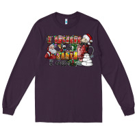 Plum I Believe In Santa And Coffee Long Sleeve Tee - CowhideDigitalArt