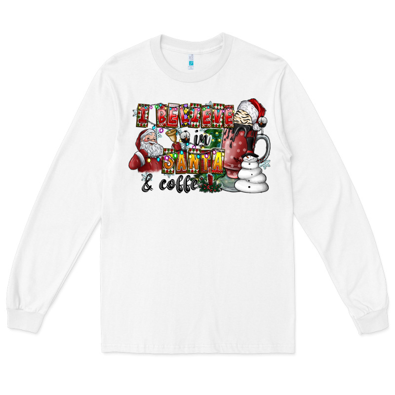 I Believe In Santa And Coffee Long Sleeve Tee by CowhideDigitalArt | Teevron