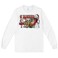 White I Believe In Santa And Coffee Long Sleeve Tee - CowhideDigitalArt