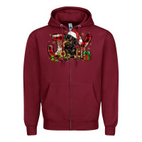 Burgundy christmas joy dachshund Zipper Hoodie - JahusDesignShop