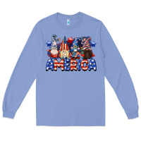Colony Blue America gnomes 4th of July Long Sleeve Tee - CowGirlArtShop