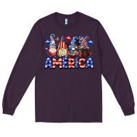 Plum America gnomes 4th of July Long Sleeve Tee - CowGirlArtShop