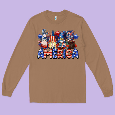 America Gnomes 4th Of July Long Sleeve Tee Designed By Cowgirlartshop