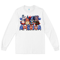 White America gnomes 4th of July Long Sleeve Tee - CowGirlArtShop