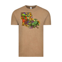 Vintage Coffee Louisiana Map With Mardi Gras Crocodile Vintage Tee - RanaPortraitStore