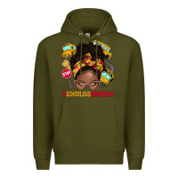 Army Green school bus driver life afro messy bun Premium Hoodie - NancyCooperArtShop