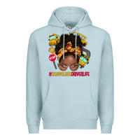 Blue Mist school bus driver life afro messy bun Premium Hoodie - NancyCooperArtShop